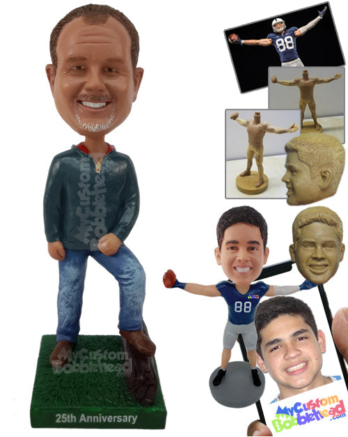 Man Stepping on a Wood Log Personalized Bobblehead