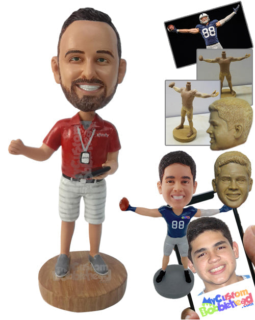 Coach Wearing a Casual Shirt and Fitted Shorts Personalized Bobblehead