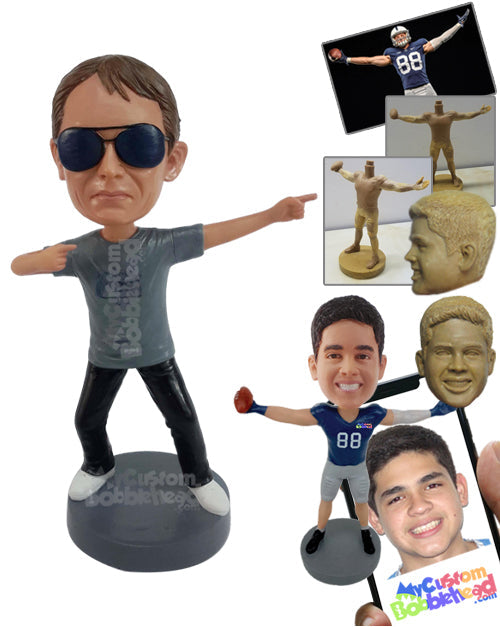 Cool Man Pointing Towards a Direction with Both Hands Personalized Bobblehead