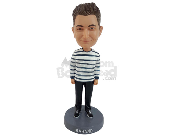 Custom Bobblehead Great Looking Man Wearing Smart Shirt - Leisure & Casual Casual Males Personalized Bobblehead & Cake Topper