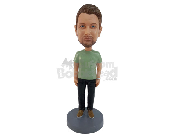 Custom Bobblehead Well Dressed Man Posing For a Picture - Leisure & Casual Casual Males Personalized Bobblehead & Cake Topper