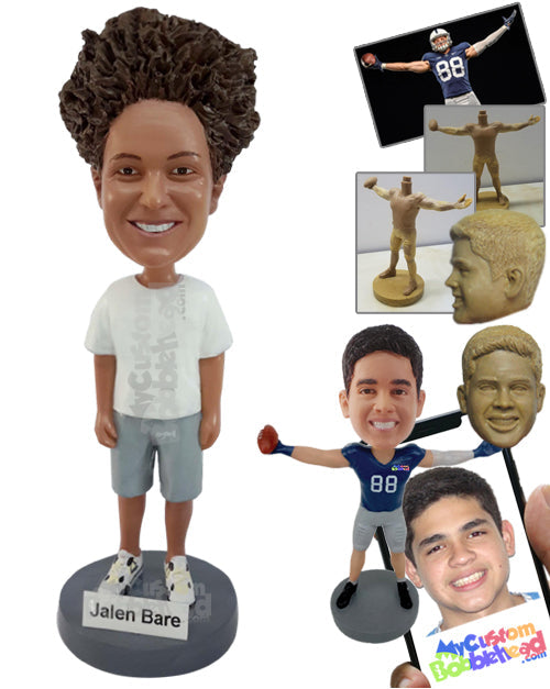 Handsome Man Wearing Shorts and Shirt Personalized Bobblehead