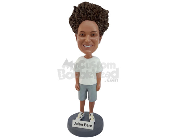 Handsome Man Wearing Shorts and Shirt Personalized Bobblehead