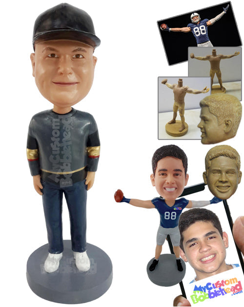 Sports Fan Wearing Jersey of His Favorite Team Personalized Bobblehead