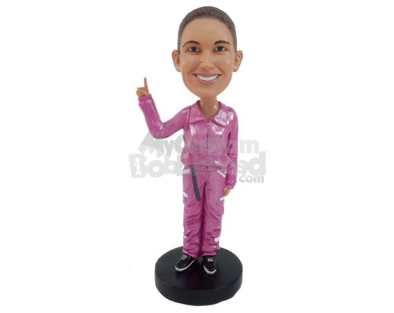 Custom Bobblehead Woman Wearing Shining Dress - Leisure & Casual Casual Females Personalized Bobblehead & Cake Topper