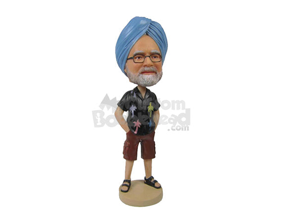 Custom Bobblehead Cool Relaxed Pay In Shorts And Shirt With Hands In Pockets - Leisure & Casual Casual Males Personalized Bobblehead & Cake Topper