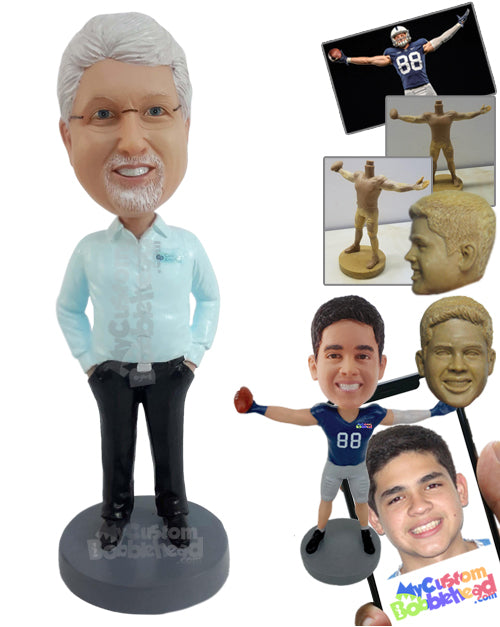 Man with Tucked Hands in Pockets Personalized Bobblehead