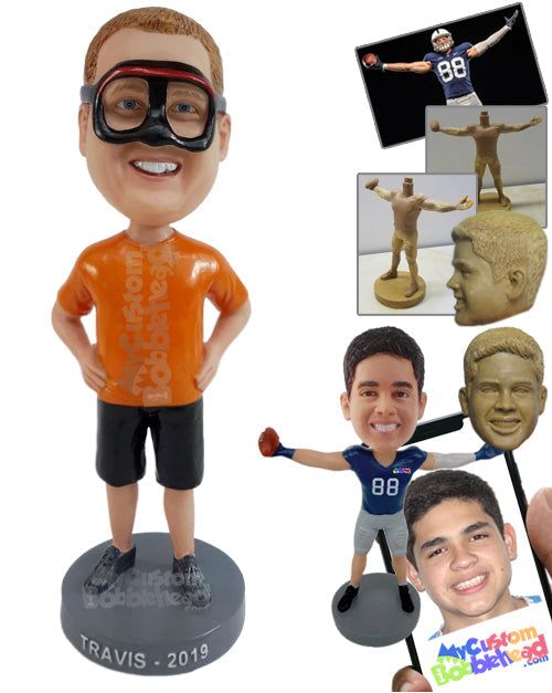 Guy about to Go for Snorkeling Personalized Bobblehead