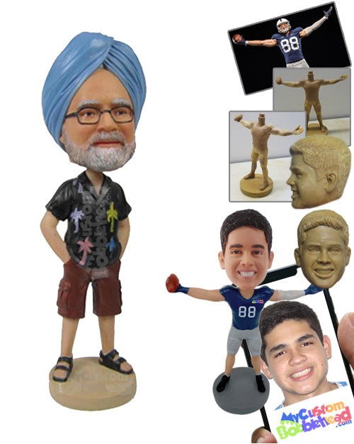 Cool Relaxed Pay in Shorts and Shirt with Hands in Pockets Personalized Bobblehead