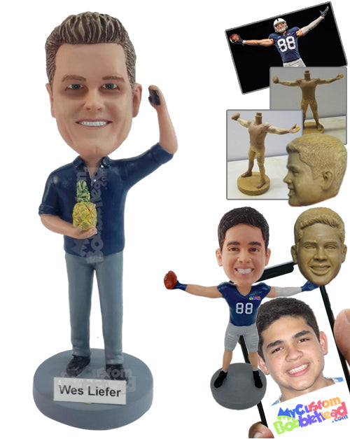 Man Holding Peach in His Hand Personalized Bobblehead