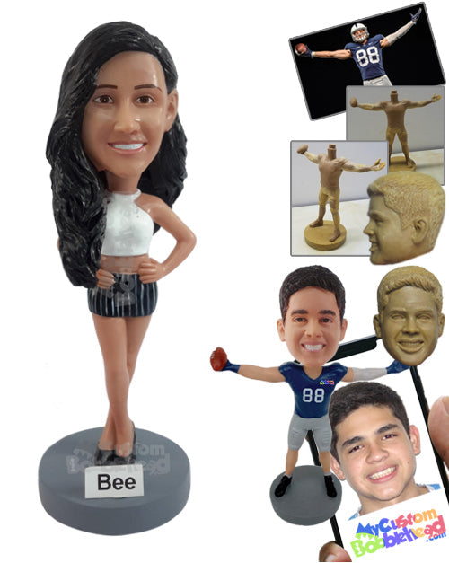 Woman with Folded Legs in Beautiful Dress Personalized Bobblehead