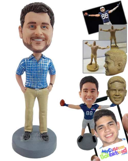 Dude Wearing Fashionable Clothes with Hands in Pockets Personalized Bobblehead