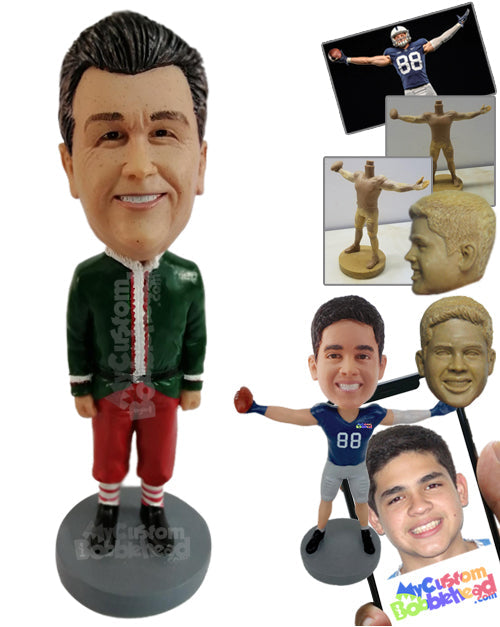 Man wearing a beautiful Christmas costume Personalized Bobblehead