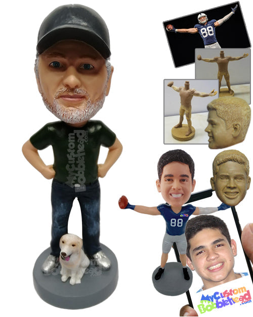 Strong dude wearing t-shirt and jeans proud of him self Personalized Bobblehead