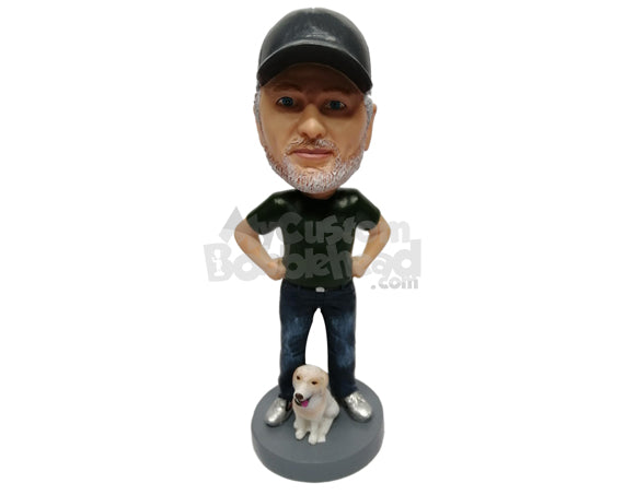 Strong dude wearing t-shirt and jeans proud of him self Personalized Bobblehead