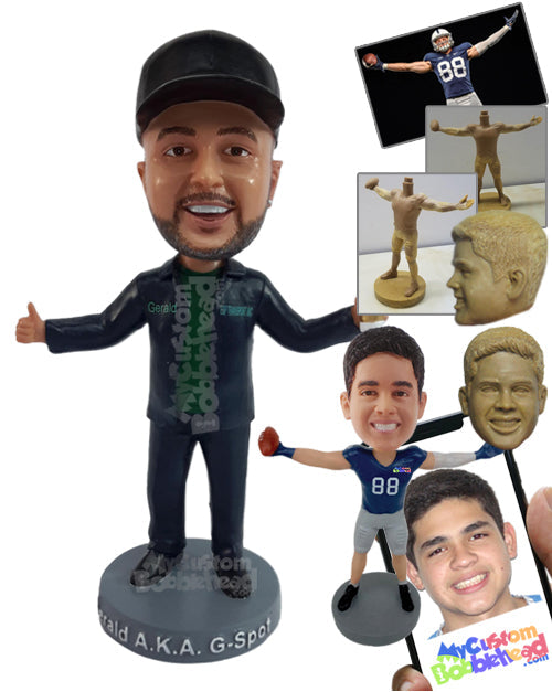 Happy Dude Wearing Nice Clothes Holding a Cup of Coffee Personalized Bobblehead