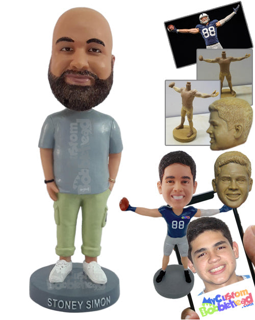 Nice dude with one hand in pocket, wearing relaxed clothes Personalized Bobblehead