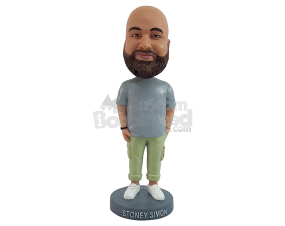 Nice dude with one hand in pocket, wearing relaxed clothes Personalized Bobblehead