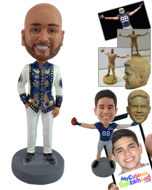 Elegant Man Wearing Beautiful Fancy Clothes Personalized Bobblehead