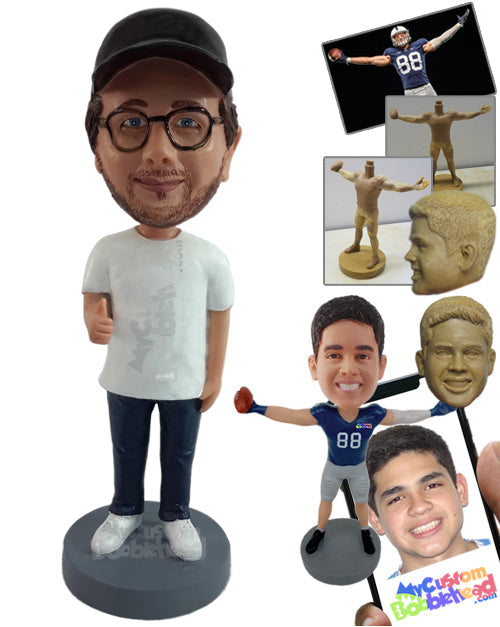 Cool Guy Wearing Nice Casual Clothes Giving Thumbs Up Personalized Bobblehead