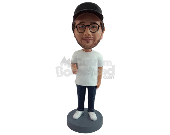 Cool Guy Wearing Nice Casual Clothes Giving Thumbs Up Personalized Bobblehead