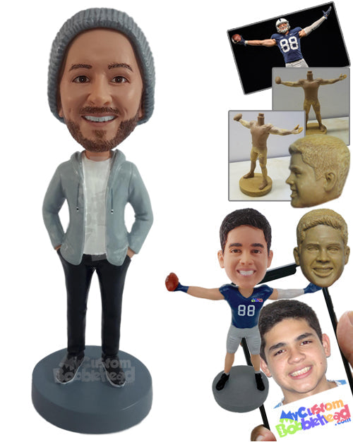 Nice looking dude wearing fashionable sport-elegant outfit Personalized Bobblehead