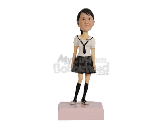 Custom Bobblehead Gorgeous Girl In Long Sock And Skirt Killing It With A Swag - Leisure & Casual Casual Females Personalized Bobblehead & Cake Topper