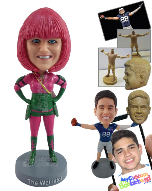 Cool Girl Wearing a Nice Cosplay Outfit Ready to Row Personalized Bobblehead