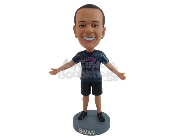 Custom Bobblehead Sports dude ready to receive a hug - Leisure & Casual Casual Males Personalized Bobblehead & Action Figure