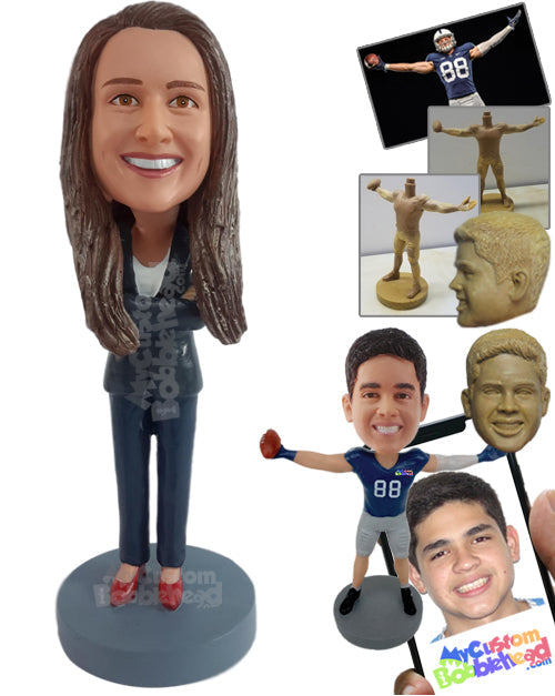 Very nice looking businesswoman wearing outstanding shoes Personalized Bobblehead