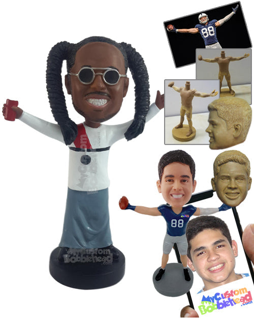 Fashionable Good Looking Man with Traditional Clothing Ready to Roll Personalized Bobblehead