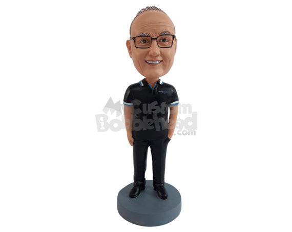 Custom Bobblehead Good guy with one hand inside pocket with nice clothes - Leisure & Casual Casual Males Personalized Bobblehead & Action Figure