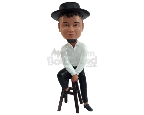 Custom Bobblehead Dazzling male ready to give a prep talk sikking on a high chair - Leisure & Casual Casual Males Personalized Bobblehead & Action Figure