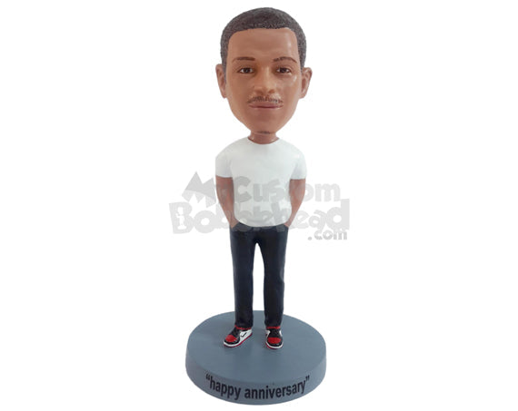 Custom Bobblehead Good looking dude with hands in pockets with nice shoes - Leisure & Casual Casual Males Personalized Bobblehead & Action Figure