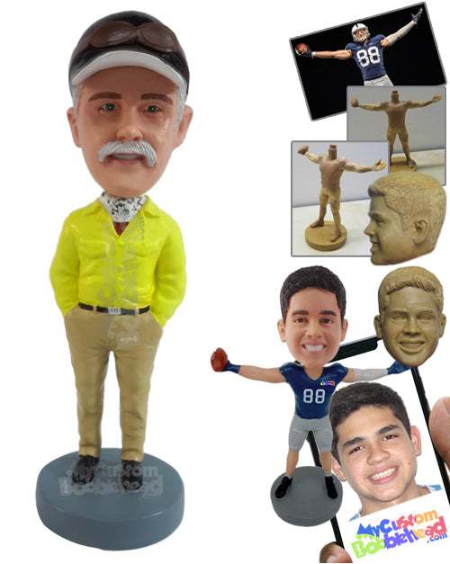 Fashionable Man with a Beautiful Scarf with Both Hands Inside Pockets Personalized Bobblehead