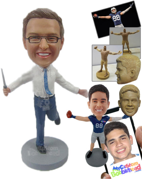 Happy Good Looking Man Striking a Pose with a Wand Personalized Bobblehead