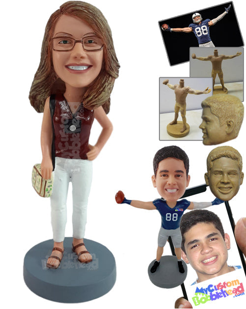 Gorgeous-looking Gal Ready to Travel with Her Camera Personalized Bobblehead