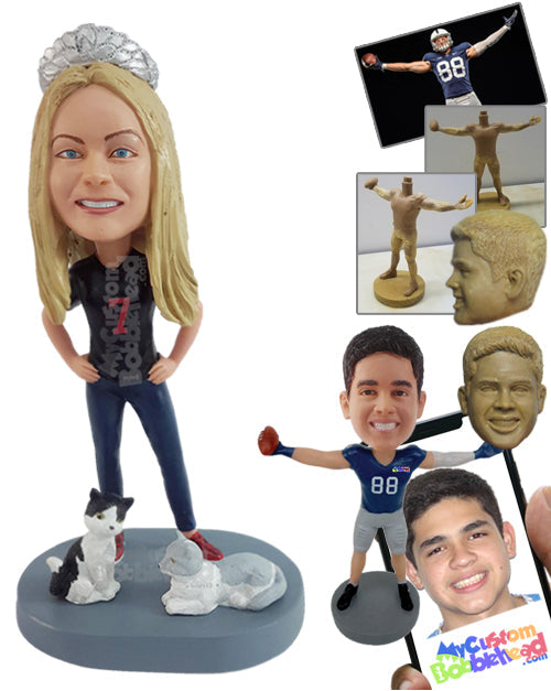 Fit Girl Ready to Do Exercise with Some Friends Personalized Bobblehead