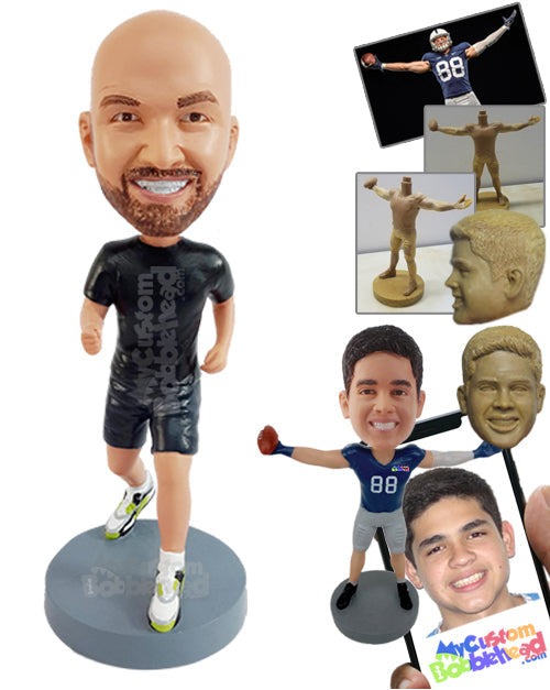 Athletic Guy Having a Nice Jogging Day Personalized Bobblehead