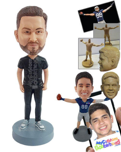 Stylish Guy in V-neck Shirt on a Great Day Personalized Bobblehead