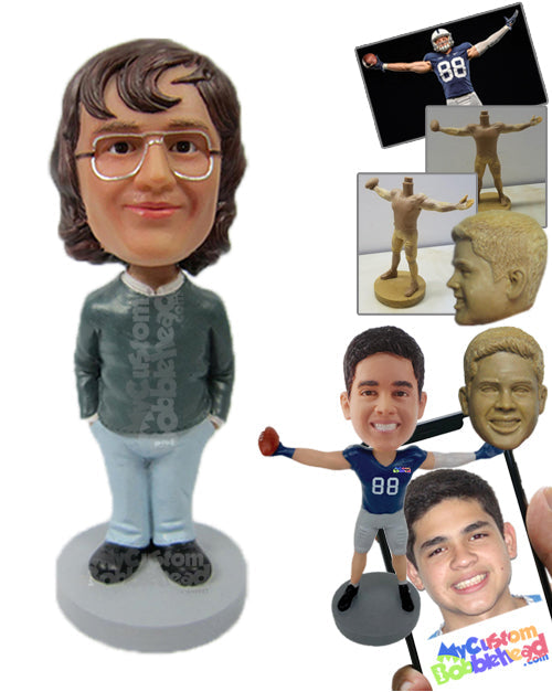 Charming Lady in Semi-Casual Attire with Spectacles Personalized Bobblehead