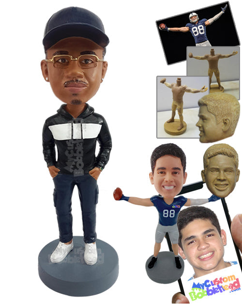 Fancy Looking Dude Wearing a Cool Hoodie, Pants, and Nice Shoes Personalized Bobblehead