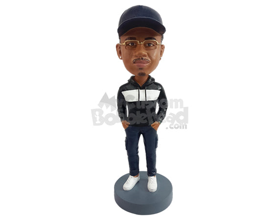 Fancy Looking Dude Wearing a Cool Hoodie, Pants, and Nice Shoes Personalized Bobblehead