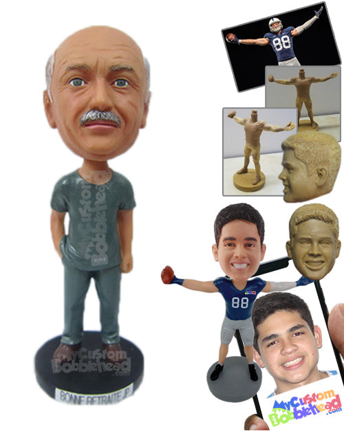 Graceful Man in Half Sleeve Casuals Personalized Bobblehead