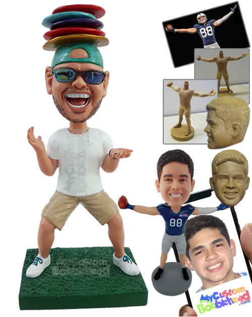 Funny-looking Guy in a Juggling Pose, Wearing Shorts and Nice Shoes Personalized Bobblehead