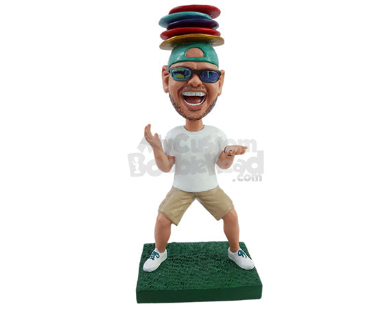 Funny-looking Guy in a Juggling Pose, Wearing Shorts and Nice Shoes Personalized Bobblehead