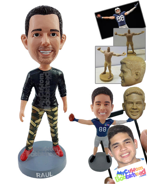 Athletic Guy Wearing Nice Gym Clothing Ready to Make Some Dance Moves Personalized Bobblehead