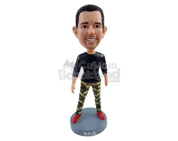 Athletic Guy Wearing Nice Gym Clothing Ready to Make Some Dance Moves Personalized Bobblehead