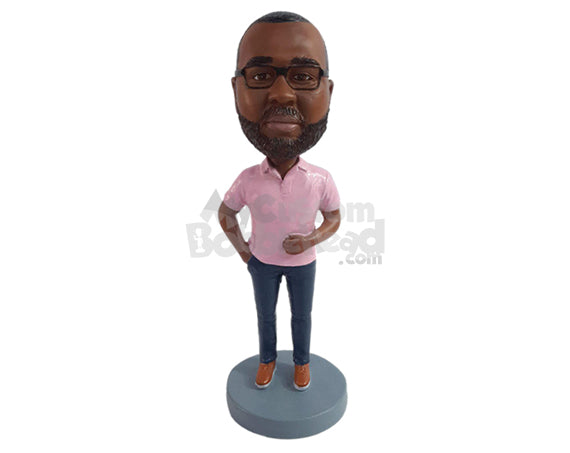 Fancy Dude Wearing Very Fashionable and Expensive Clothing with One Hand Inside Pocket Personalized Bobblehead