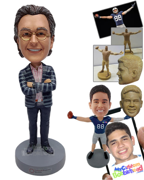 Elegant Man Wearing a Fancy Blazer and Nice Shirt and Pants Personalized Bobblehead